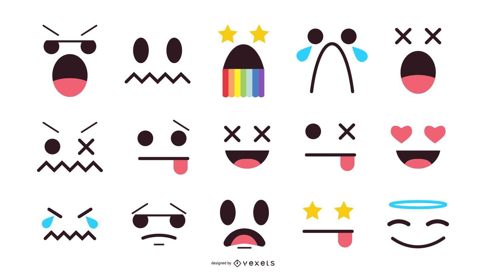 Conjunto de emoticons de rosto