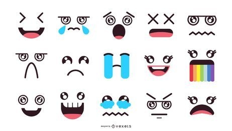 Conjunto de expresión de emoji kawaii