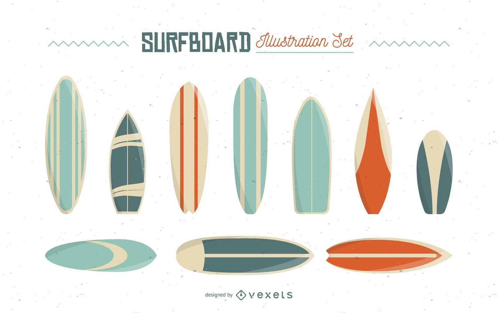 Conjunto de ilustração de prancha de surf