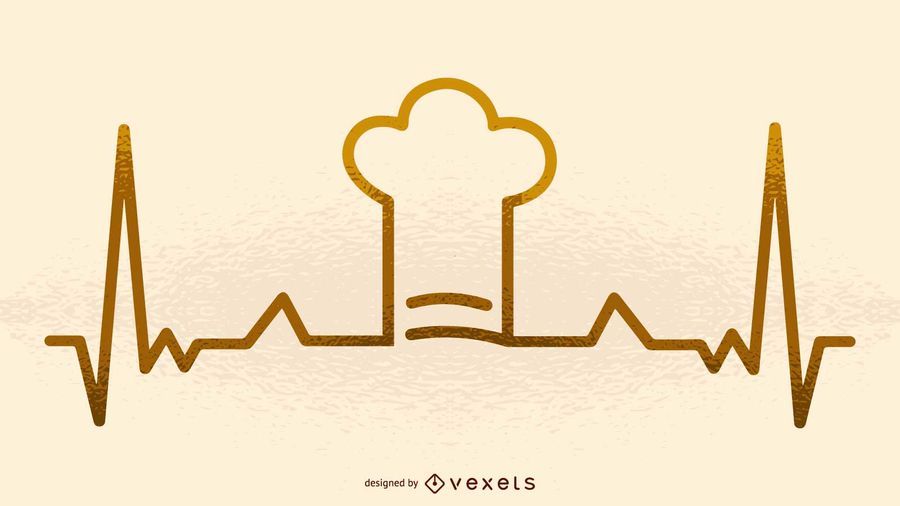 Chef hat heartbeat illustration Chef hat heartbeat illustration