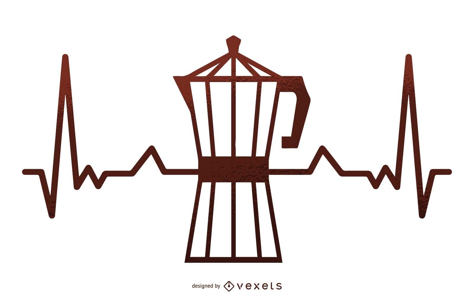 Coffee maker heartbeat illustration