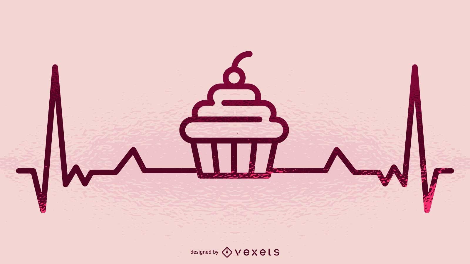 Cupcake und Herzschlag Illustration