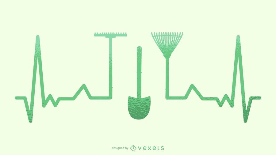 Silueta de ilustración de latido de corazón de jardinería Silueta de ilustración de latido de corazón de jardinería