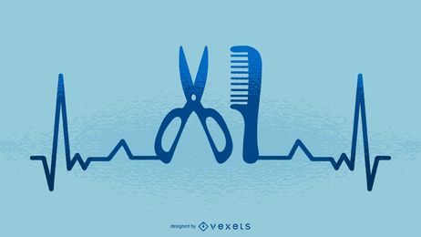 Ilustración del latido del corazón del peluquero Ilustración del latido del corazón del peluquero