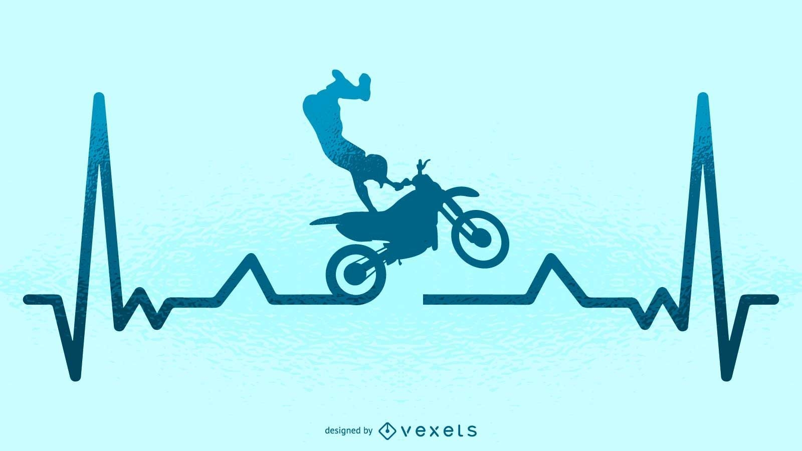 Motocross Heartbeat Illustration