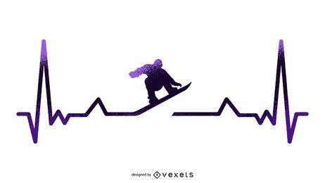 Snowboard Heartbeat Illustration Snowboard Heartbeat Illustration