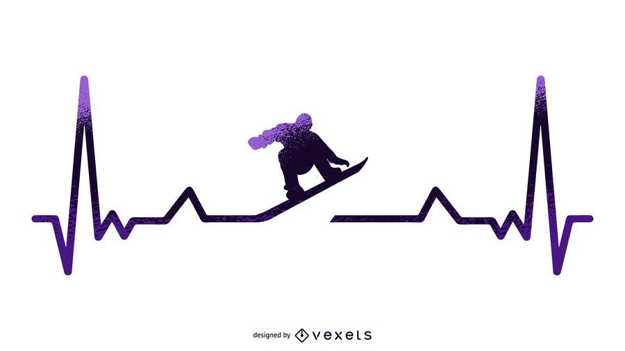 Snowboard Heartbeat Illustration Snowboard Heartbeat Illustration