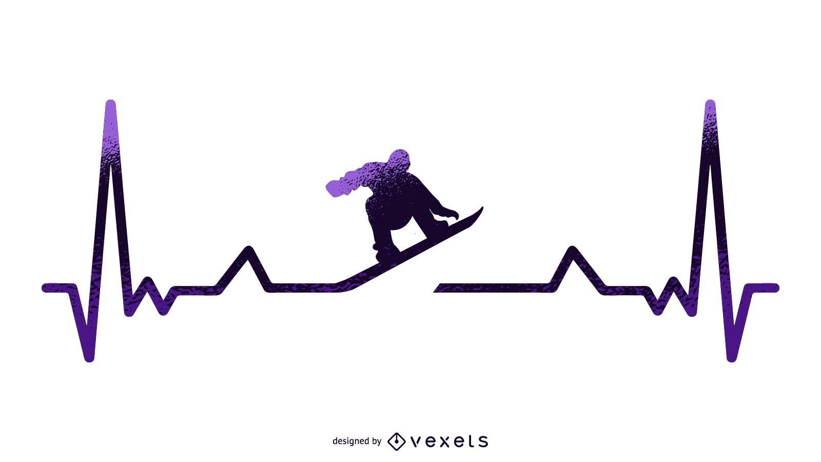 Ilustração Snowboard Heartbeat