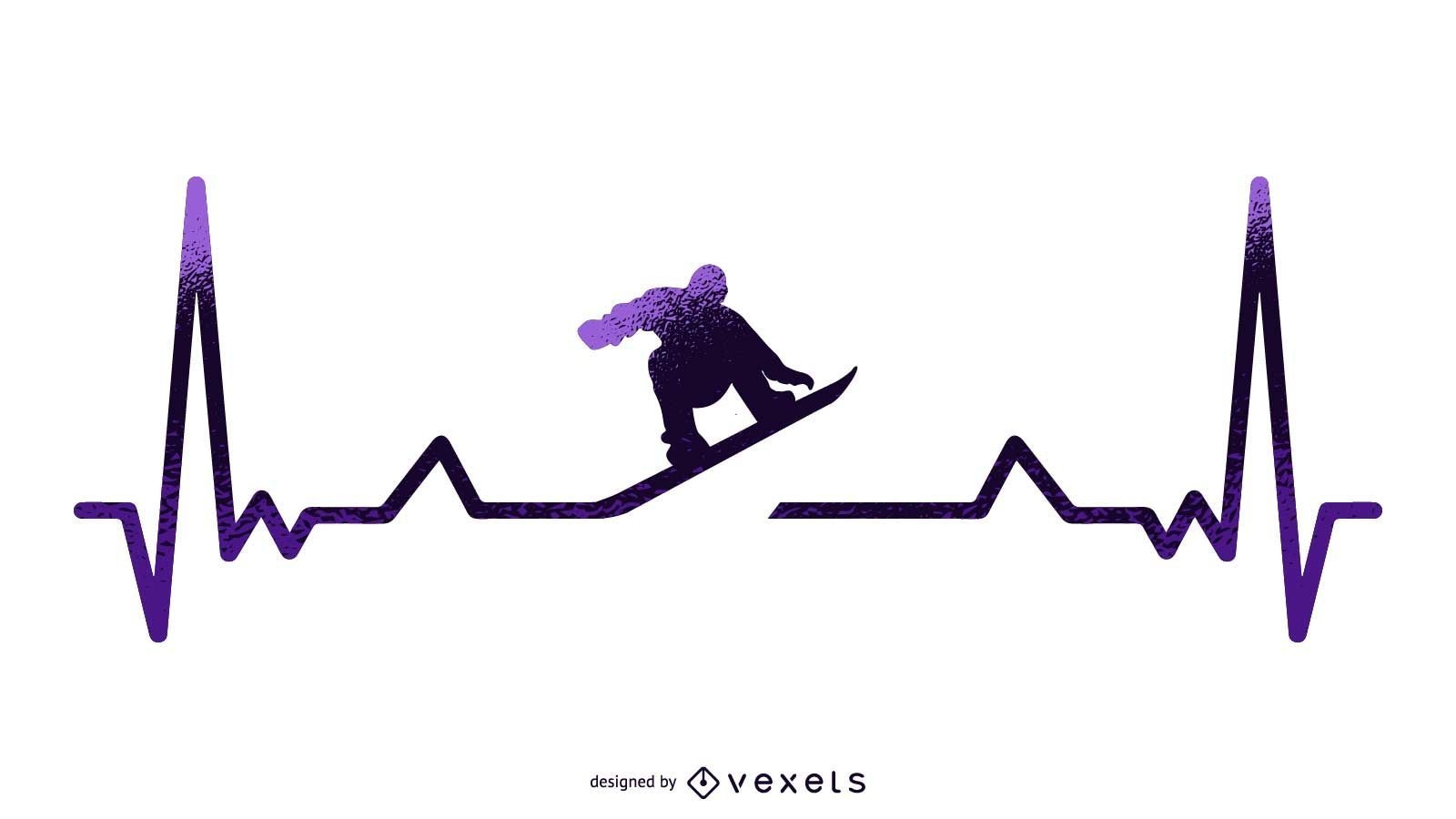 Snowboard Heartbeat Illustration