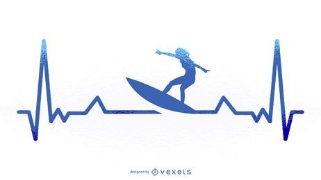 Surfing Heartbeat Illustration