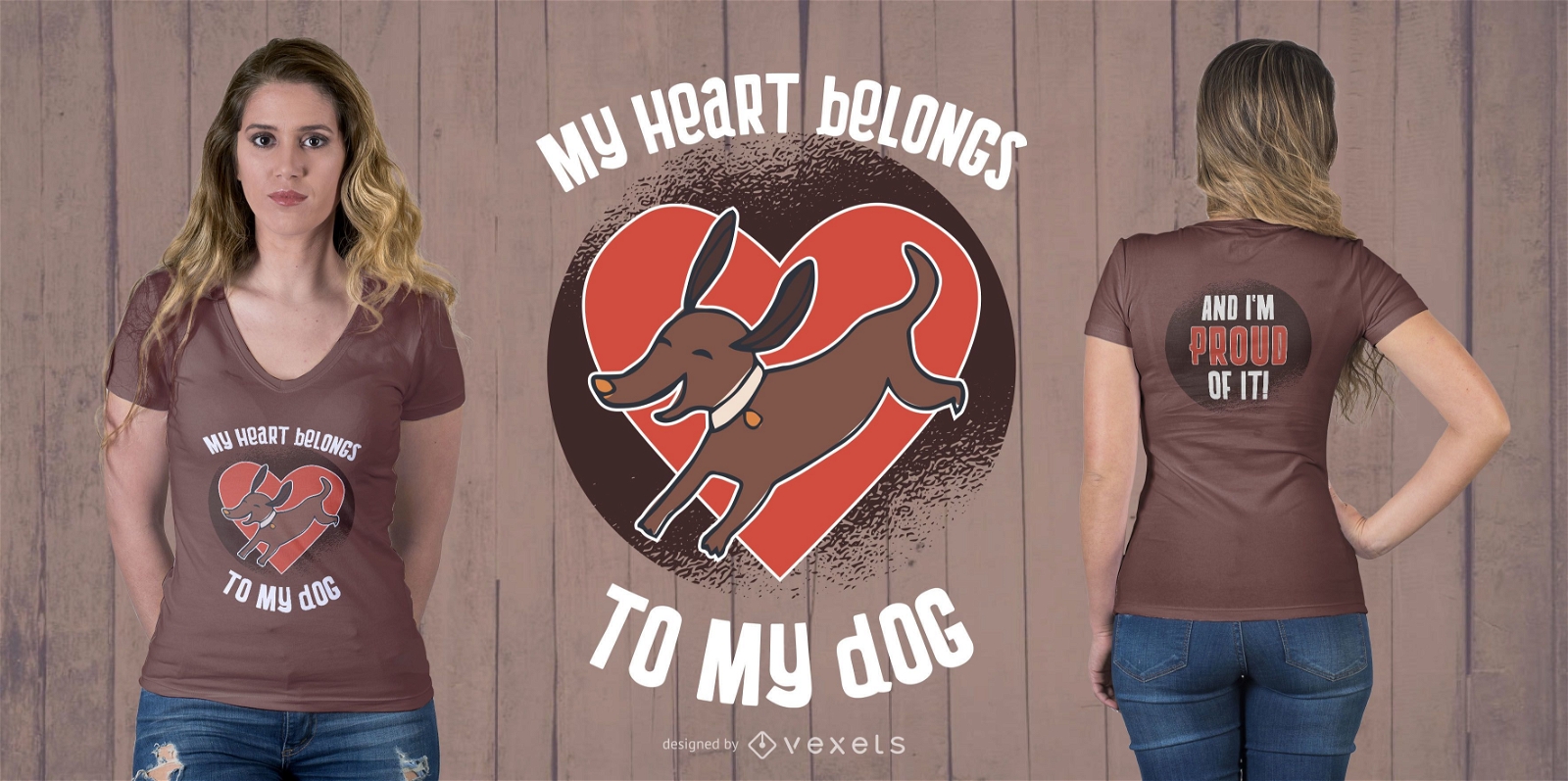 Design de t-shirt com coração de cão