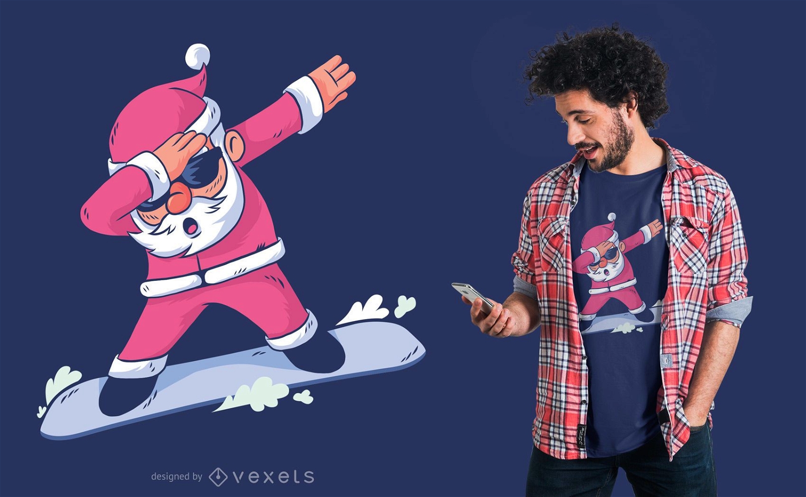 Design de camisetas Snowboard Santa Dab