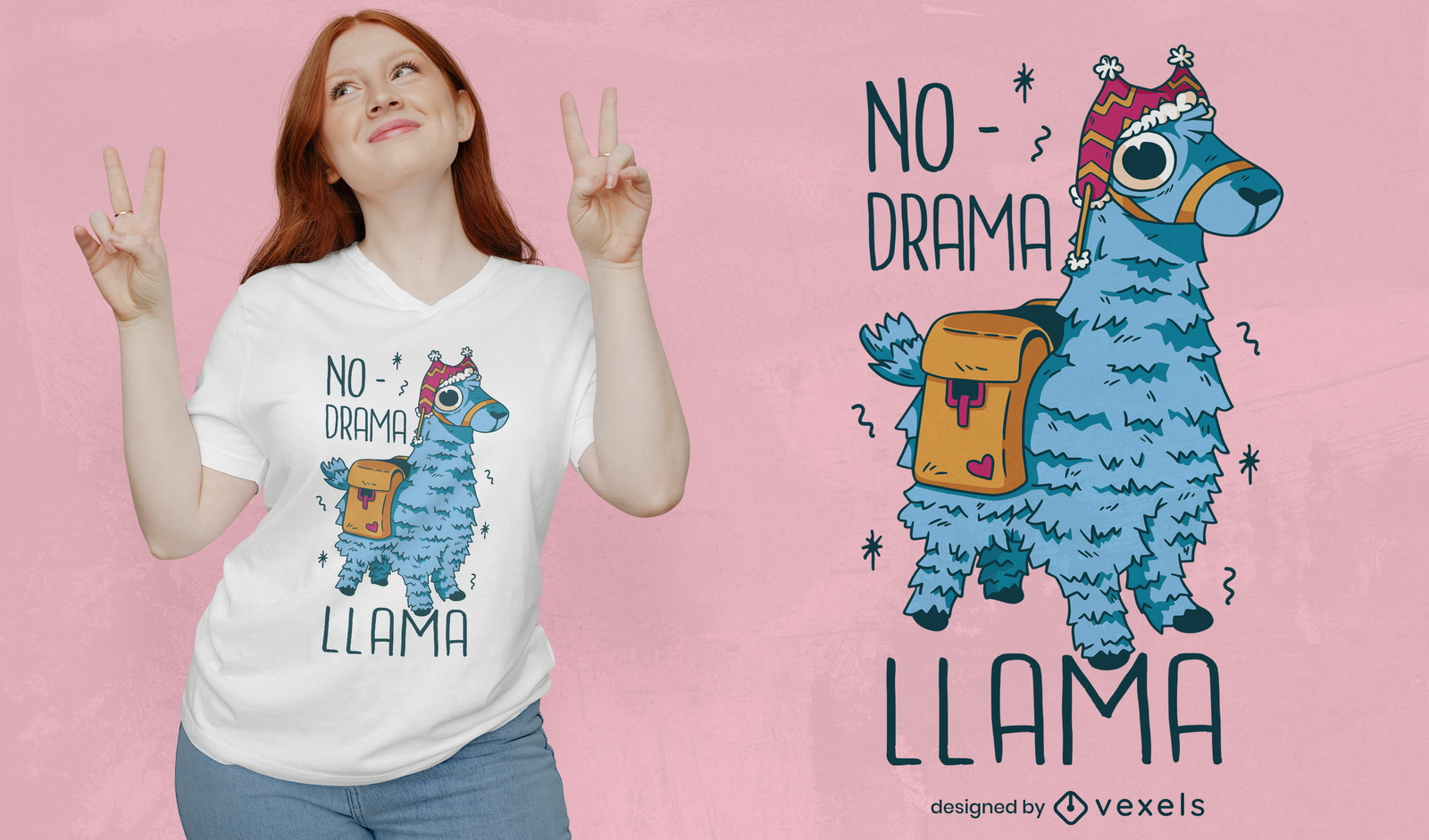 Divertido animal de llama con diseño de camiseta de mochila.