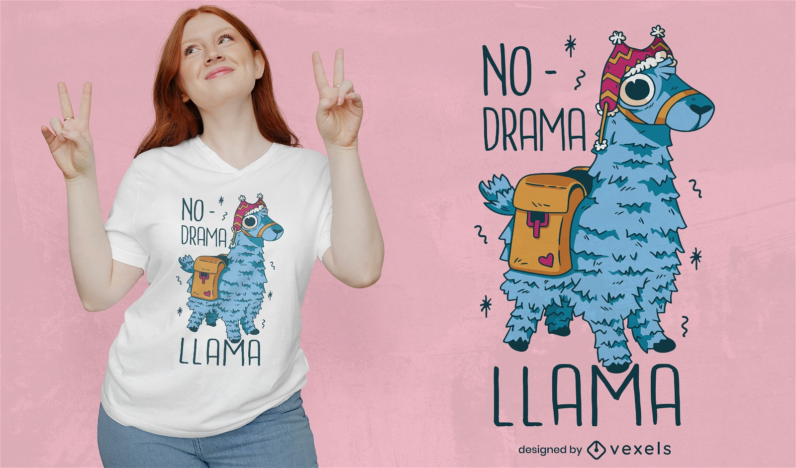Lustiges Lama-Tier mit Rucksack-T-Shirt-Design