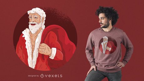 Papá Noel Buffed Con Regalos Camiseta De Diseño Papá Noel Buffed Con Regalos Camiseta De Diseño