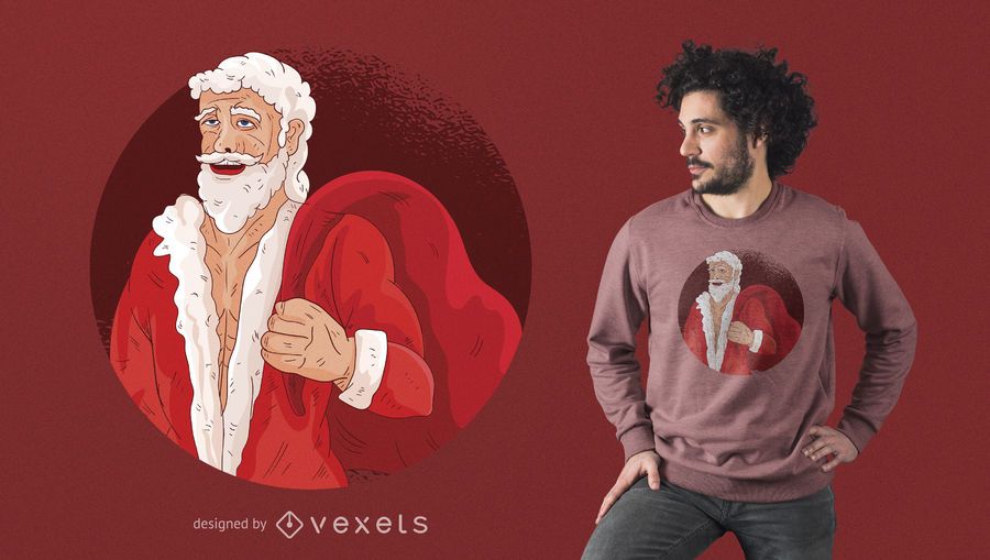 Buffed Santa With Gifts T-shirt Design Buffed Santa With Gifts T-shirt Design