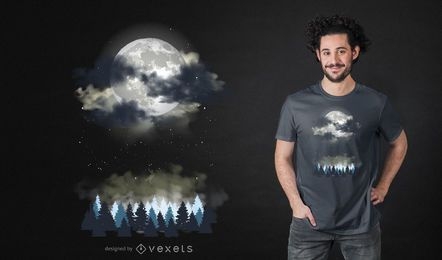 Diseño de camiseta de paisaje nocturno