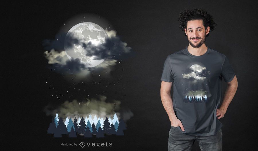 Night Landscape T-shirt Design Night Landscape T-shirt Design