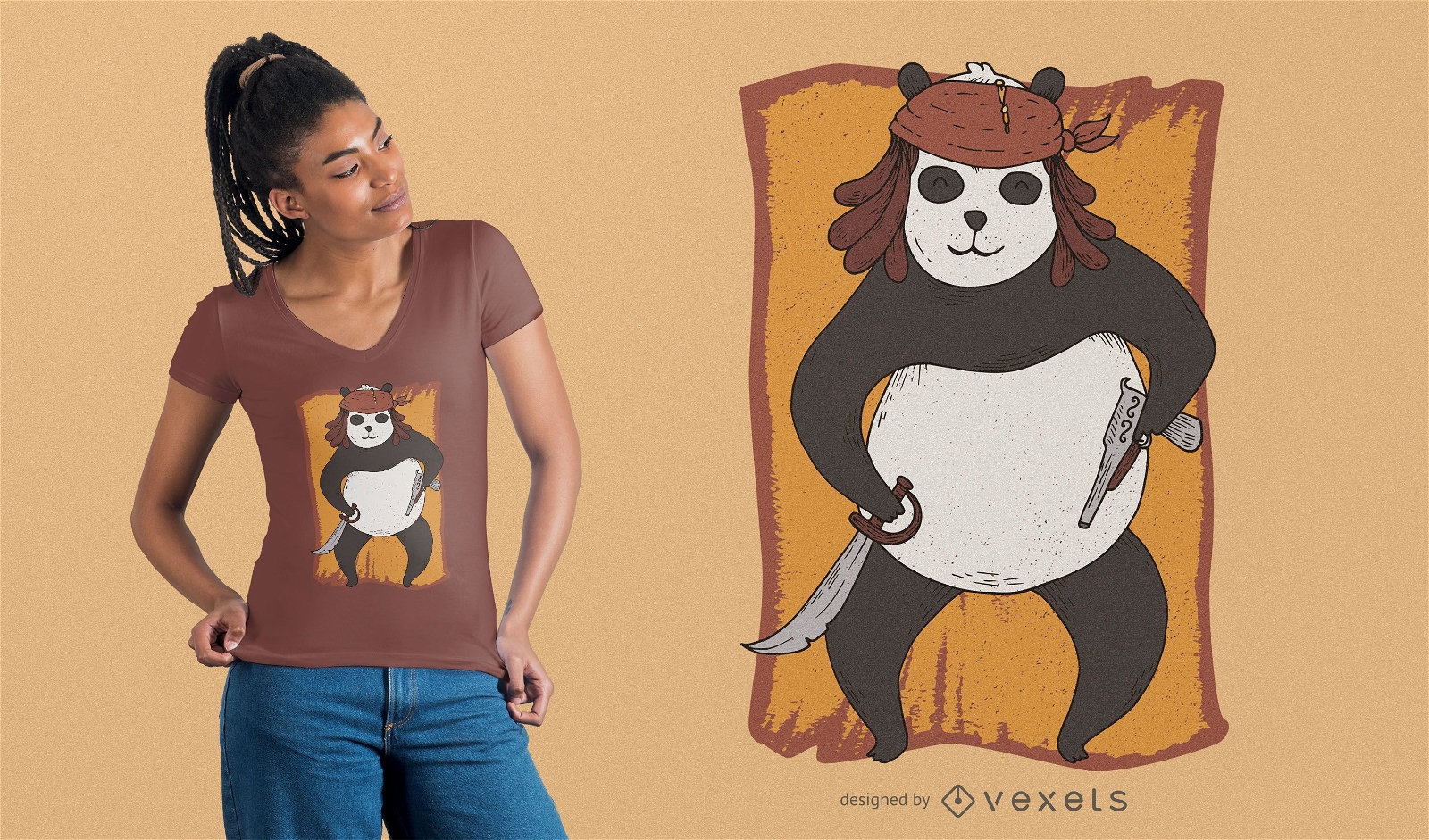 Diseño de camiseta Panda Pirate