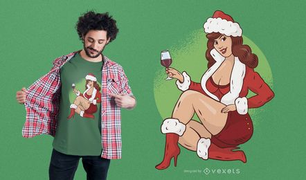 Pin Up Girl Christmas T shirt Design Pin Up Girl Christmas T-shirt Design