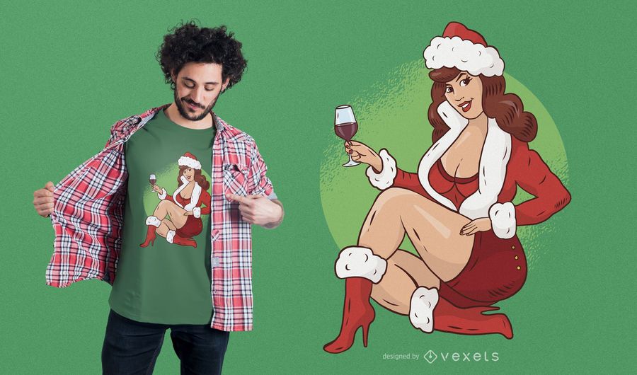 Pin Up Girl diseño de camiseta de Navidad Pin Up Girl diseño de camiseta de Navidad