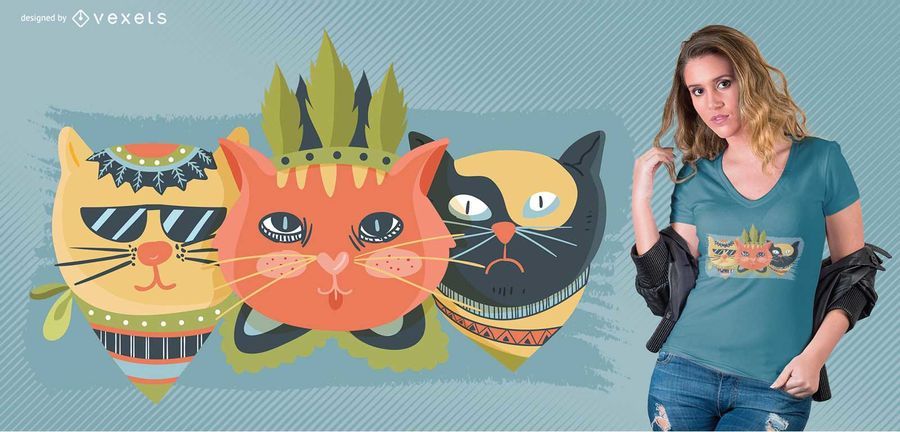 T-shirt do gato de Boho T-shirt do gato de Boho