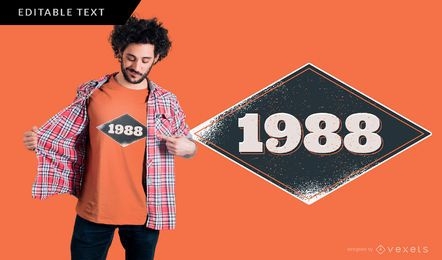 Diseño de camiseta vintage 1988
