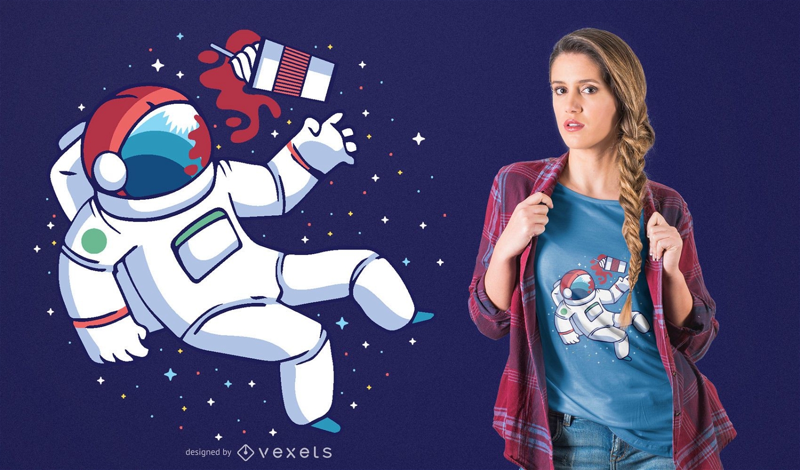 Design de camiseta do astronauta Frappuccino