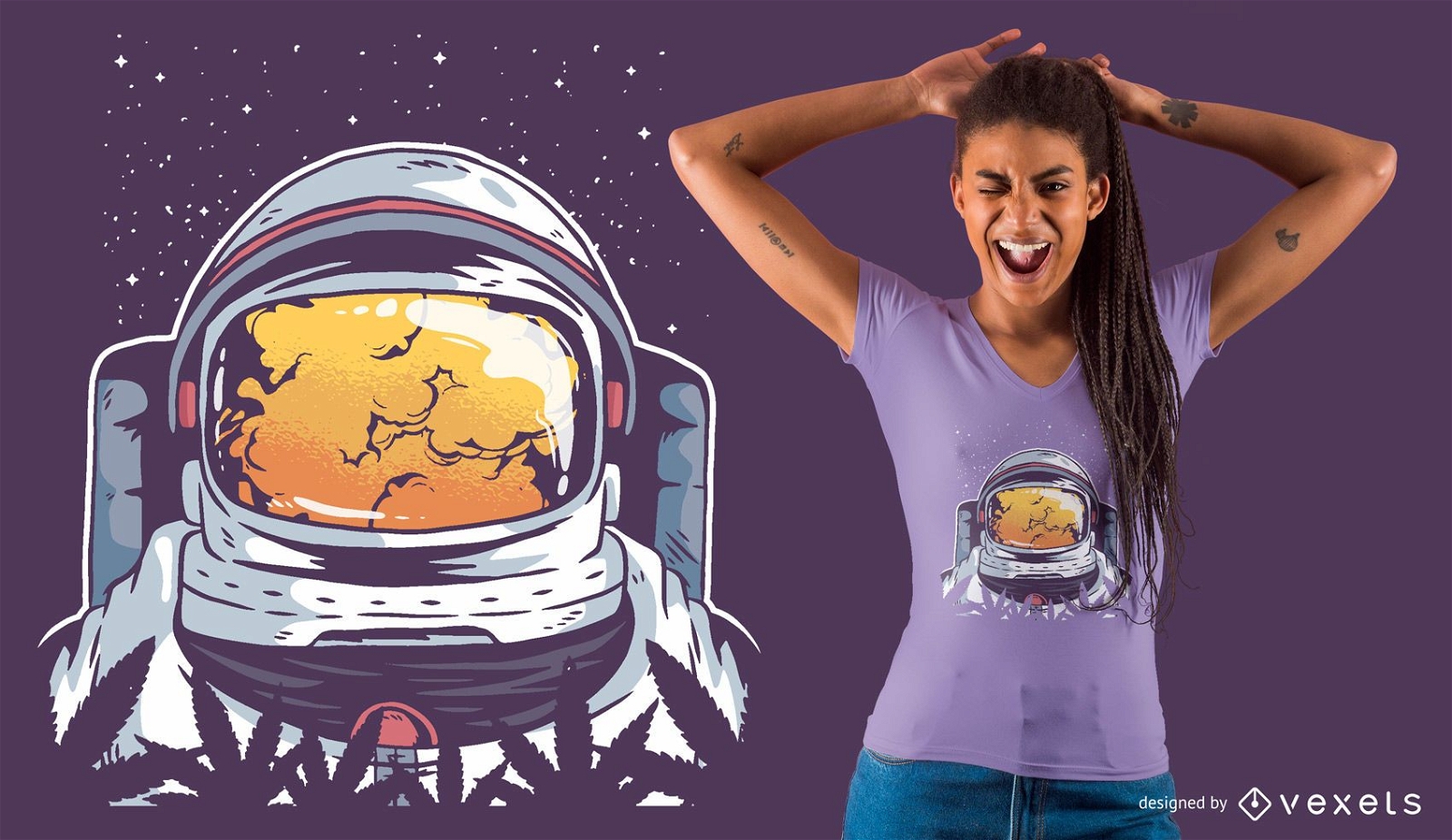 Design de camiseta de astronauta Weed