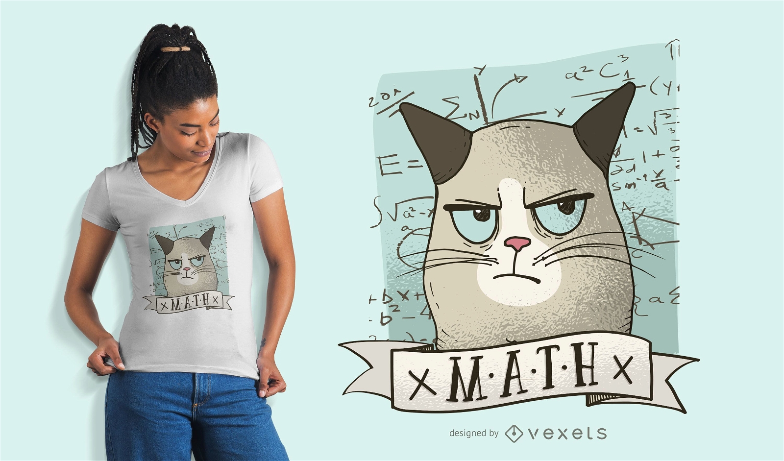 Julgando design de camiseta de gato de matemática