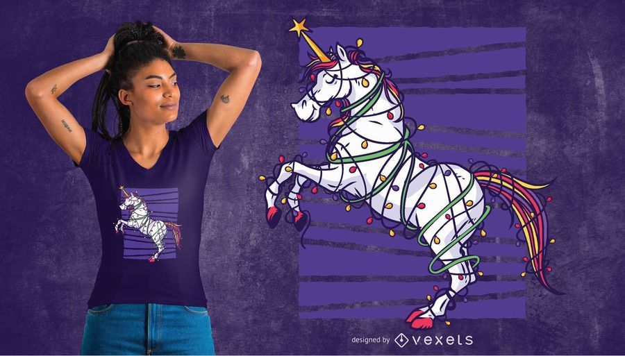 Projeto do t-shirt do Natal do unicórnio Projeto do t-shirt do Natal do unicórnio
