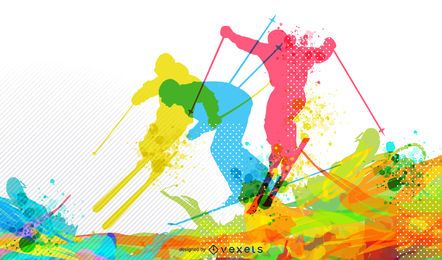 Colorful Ski Background Vector Download