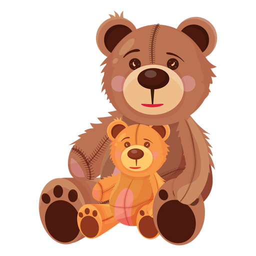 Two teddy bears illustration PNG Design