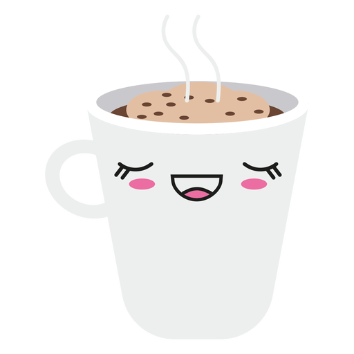 Satisfied kawaii face coffee cup - Transparent PNG & SVG ...