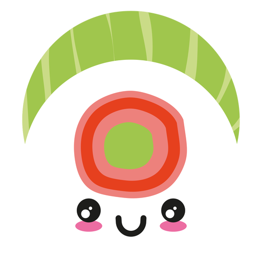 Icono de sushi de cara kawaii de sonrisa Diseño PNG