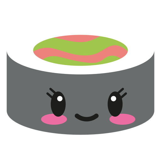 Rollo de sushi de cara kawaii de sonrisa Diseño PNG