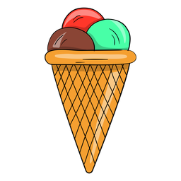 Cono de helado de tres bolas Diseño PNG