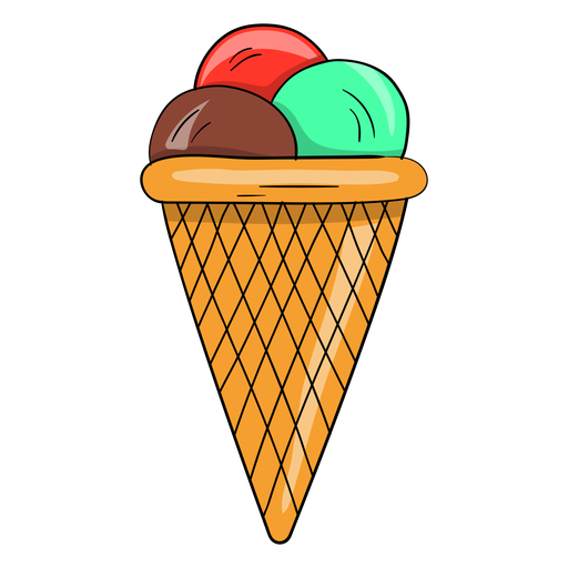 Cono de helado de tres bolas Diseño PNG