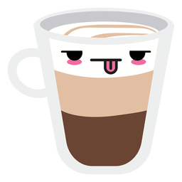 Müde kawaii Gesicht Kaffeetasse PNG-Design
