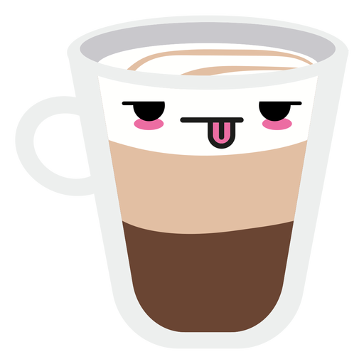 M?de kawaii Gesicht Kaffeetasse PNG-Design