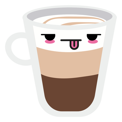 Taza de caf? con cara kawaii cansada Diseño PNG