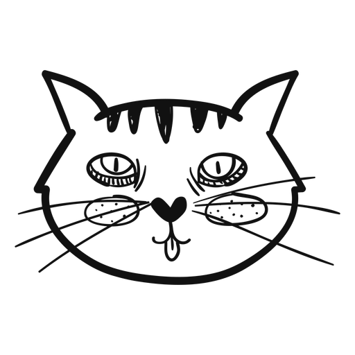 Tongue out cat hand drawn PNG Design