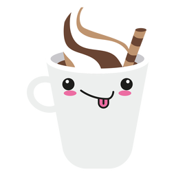 Tongue Out Kawaii Face Coffee PNG & SVG Design For T-Shirts