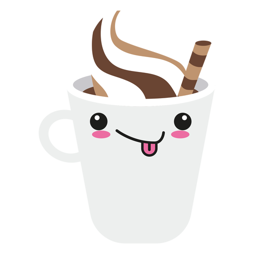 Lengua fuera kawaii cara café Diseño PNG