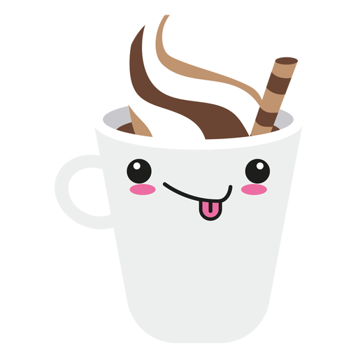 Tongue out kawaii face coffee PNG Design