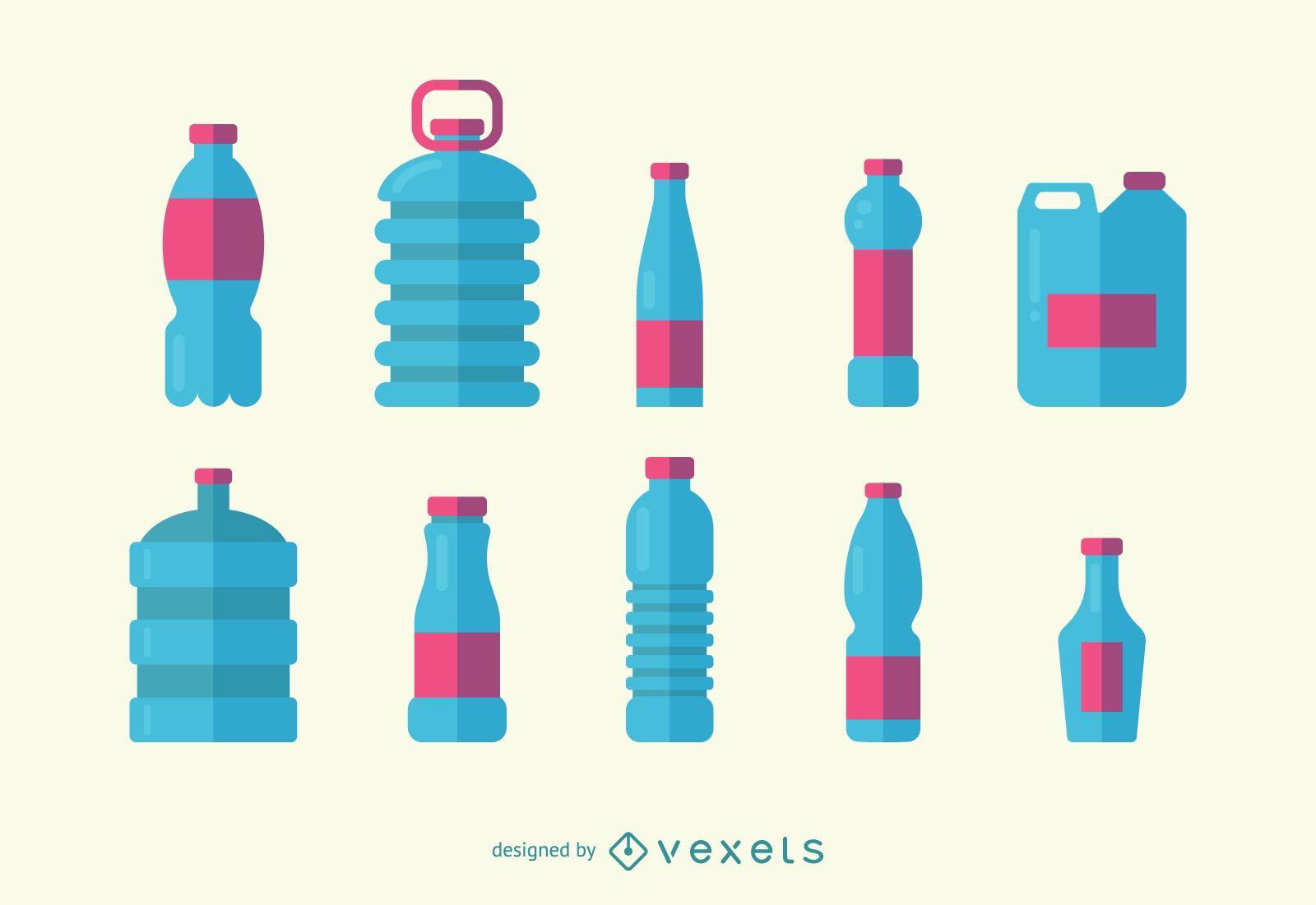 Conjunto de iconos de botellas de agua