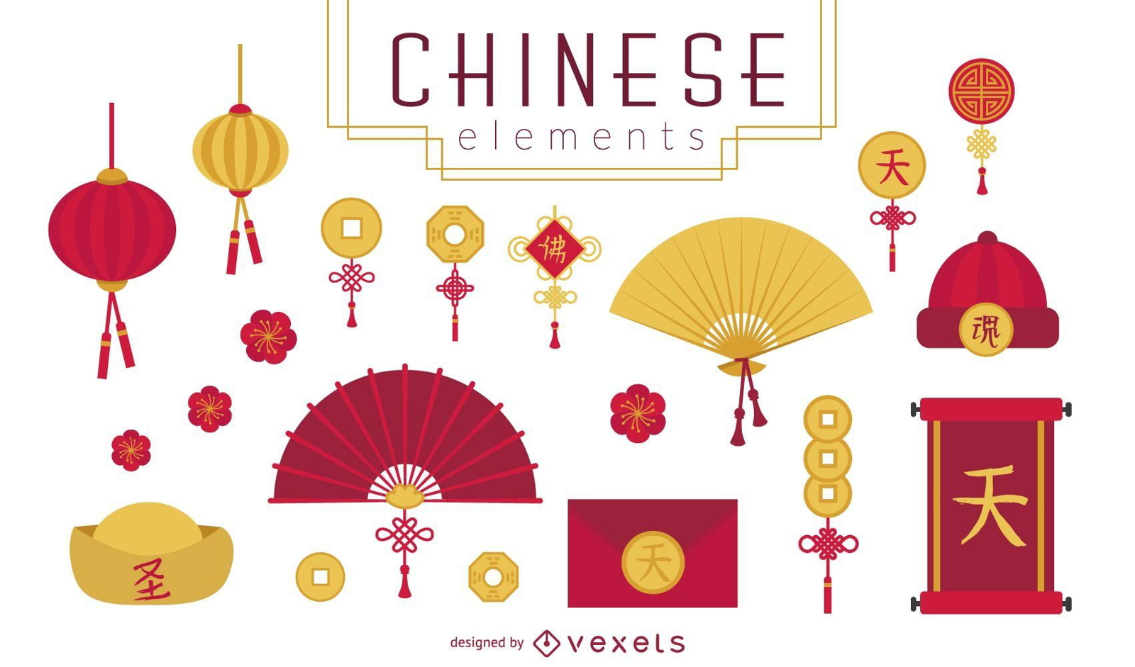 Conjunto de elementos chinos de la suerte