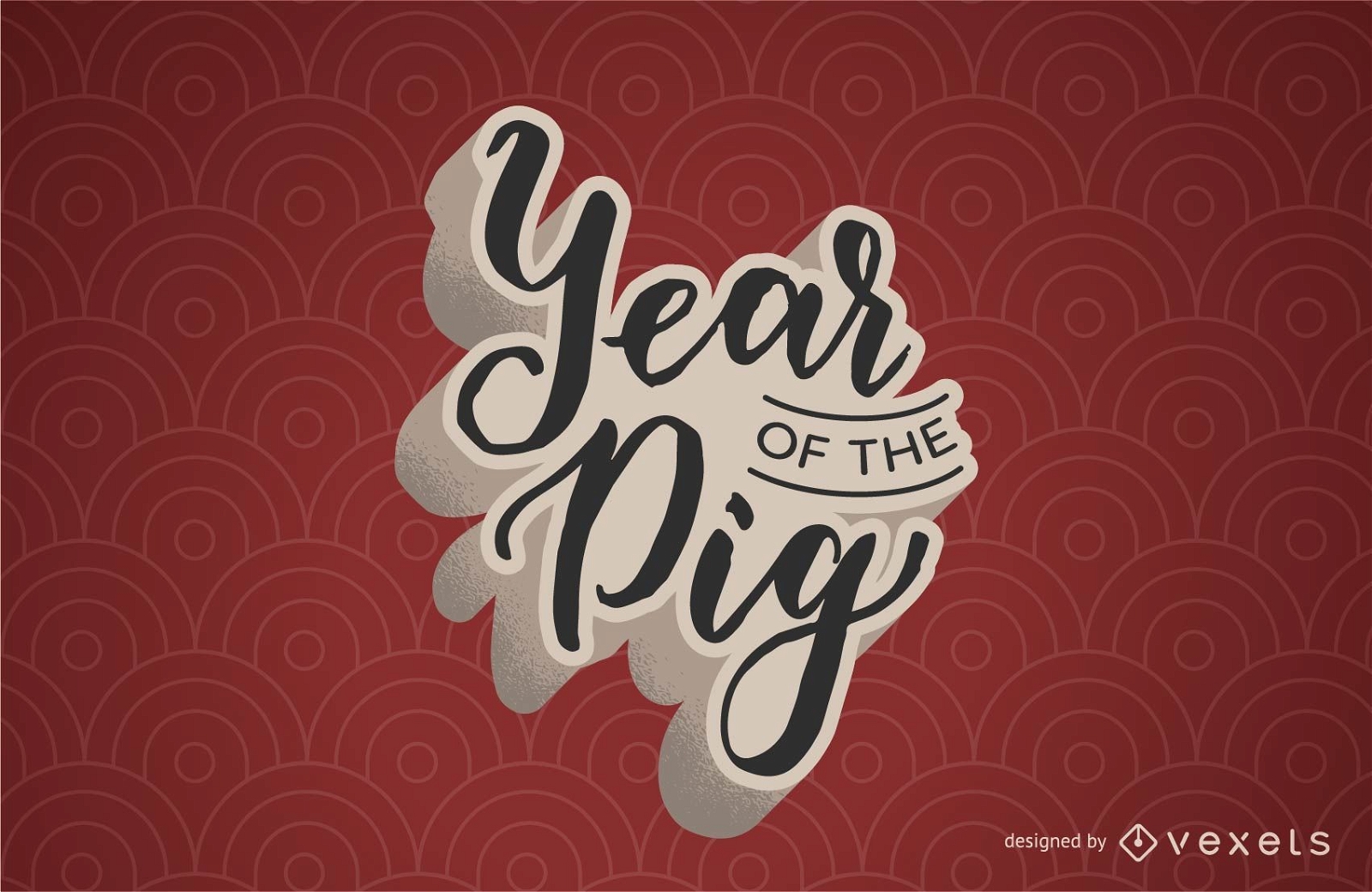 Year of the Pig Lettering Design