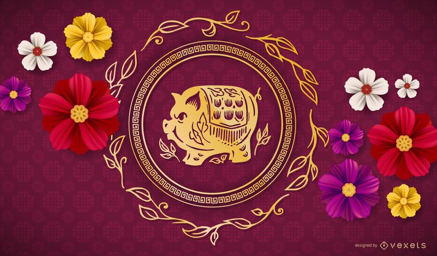 Floral Chinese New Year Design Floral Chinese New Year Design