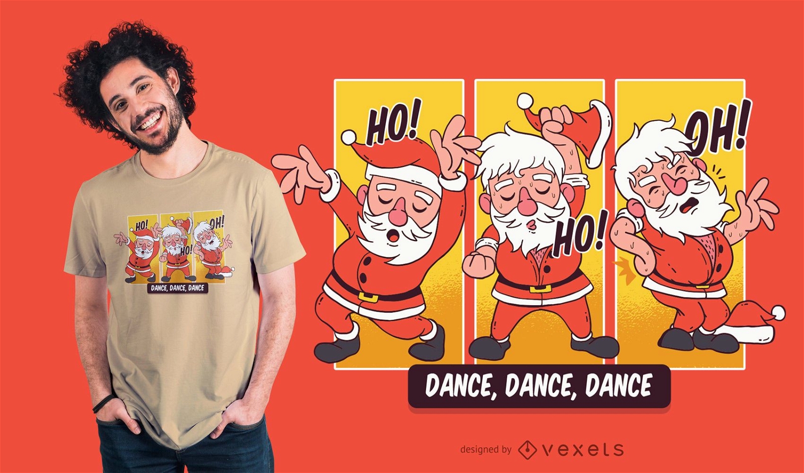 Design de camisetas de Natal do Papai Noel dançando